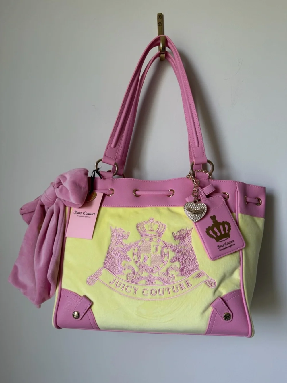 Juicy Couture Yellow pink scottie dog daydreamer Tote Bag